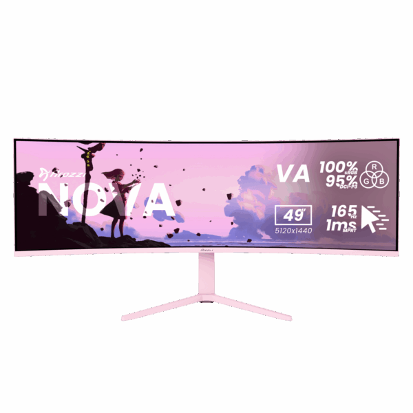 Arozzi Nova | 49 " | VA | 32:9 | 165 Hz | 4 ms | 5120 x 1440 pixels | 350 cd/m² | HDMI ports quantity 2 | Pink