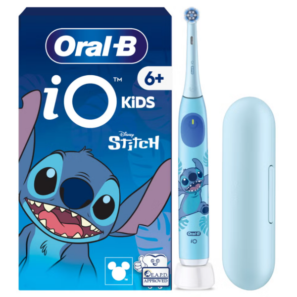 Oral-B Electric Toothbrush with Travel Case, 6Y+ | iO Kids Disney Stitch | Rechargeable | For kids | Number of brush heads included 1 | Number of teeth brushing modes 3
