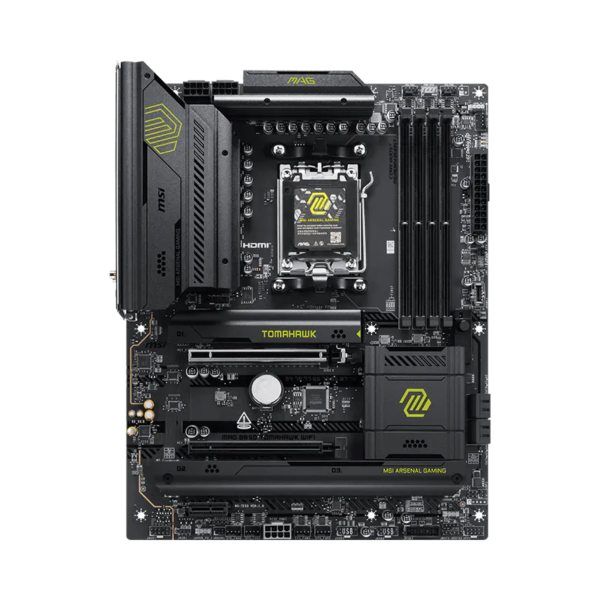 MSI MAG B850 TOMAHAWK WIFI | Processor family AMD | Processor socket AM5 | DDR5 | Supported hard disk drive interfaces SATA, M.2 | Number of SATA connectors 4