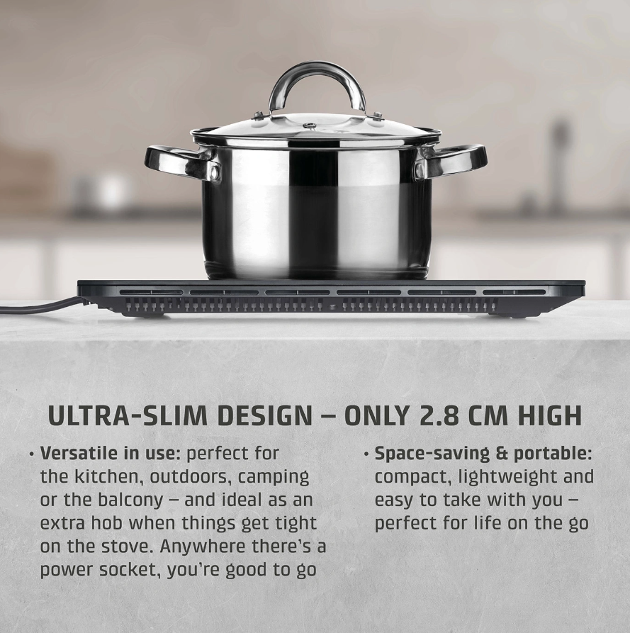 Caso Mobile Single Hob | ProSlim 2000 | Induction | Number of burners/cooking zones 1 | Touch | Timer | Black - Image 4