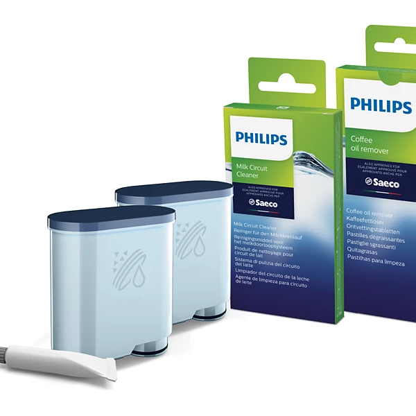 Philips | Coffee maker Maintenance kit: Oil, 2x AquaClean, 6x Coffee oil remover tablets, 6x Milk circuit cleaner sachets | CA6707/10