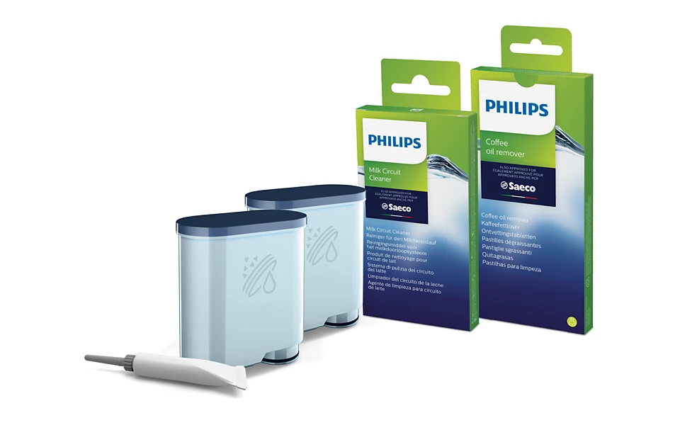 Philips | Coffee maker Maintenance kit: Oil, 2x AquaClean, 6x Coffee oil remover tablets, 6x Milk circuit cleaner sachets | CA6707/10