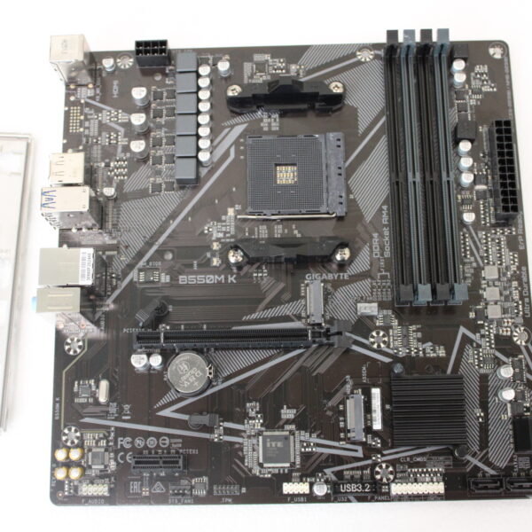 SALE OUT. Gigabyte B550M K 1.0 M/B | Processor family AMD | Processor socket AM4 | DDR4 DIMM | Memory slots 4 | Supported hard disk drive interfaces 	SATA, M.2 | Number of SATA connectors 4 | Chipset AMD B550 | Micro ATX | USED, REFURBISHED, WITHOUT ORIGINAL PACKAGING AND ACCESSORIES, ONLY BACK PANEL INCLUDED
