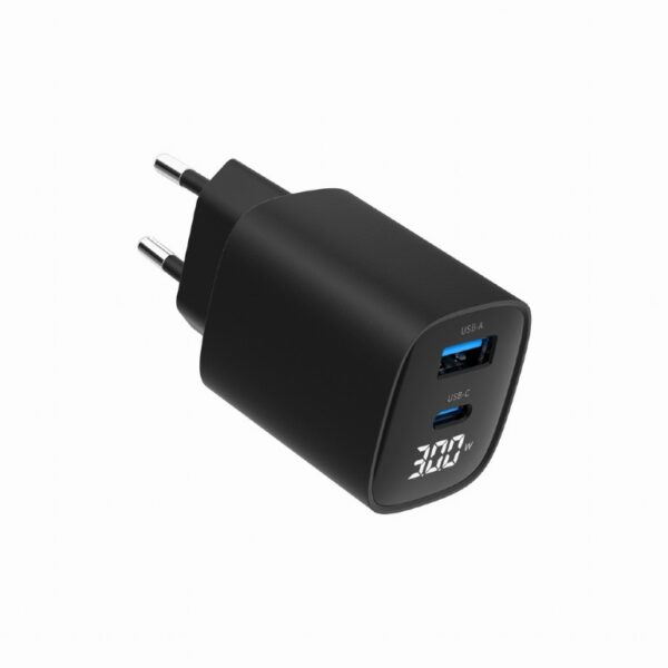 Gembird 2-port 30W USB fast charger, LCD | TA-UC-PDQC30LCD-BK-01