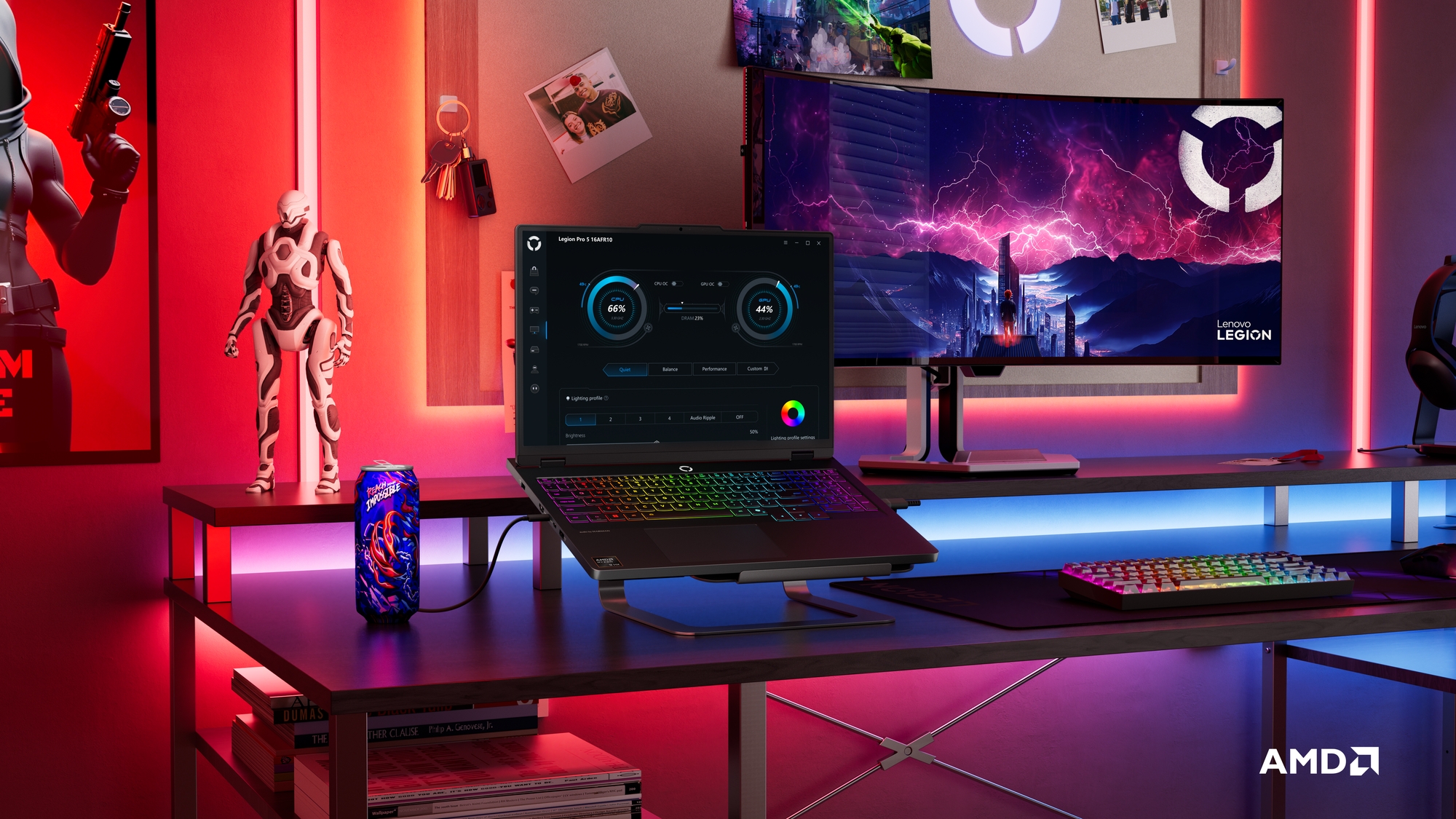 Lenovo Legion Pro 5 16AFR10 | Eclipse Black | 16 " | OLED | WQXGA | 2560 x 1600 pixels | 165 Hz | Glossy | AMD Ryzen 9 | 9955HX | 32 (2x16GB) GB | SO-DIMM DDR5 | Solid-state drive capacity 1000 GB | NVIDIA GeForce RTX 5070 | GDDR7 | 8 GB | Windows 11 Home | 802.11be | Bluetooth version 5.4 | Keyboard language US international | Keyboard backlit | Warranty 24 month(s) | Battery warranty 12 month(s) - Image 63