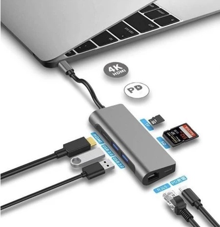 Gigabyte USB-C 7in1 Docking Station Grey (1 x USB-C Power Delivery, 2 x USB 3.2, 1 x HDMI v1.4, 1 x GBe LAN, SD & microSD Card Reader) | Gigabyte USB-C 7-in-1 Hub | microSD, RJ-45 (Ethernet), USB 3.0 A, USB-C, SD, HDMI, 3,5 mm | Ethernet LAN (RJ-45) ports 1 | HDMI ports quantity 1 | Warranty 24 month(s) | Adapter