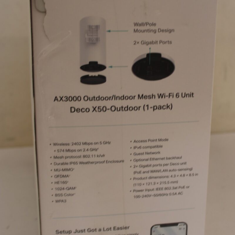 SALE OUT. TP-LINK Deco X50-Outdoor AX3000 Outdoor Whole Home Mesh WiFi 6 Unit | SALE OUT. TP-LINK AX3000 Outdoor Whole Home Mesh WiFi 6 Unit | Deco X50-Outdoor | 802.11ax | 10/100/1000 Mbit/s | Ethernet LAN (RJ-45) ports 2 | Mesh Support Yes | MU-MiMO Yes | No mobile broadband | 24 month(s) | DAMAGED PACKAGING - Image 2