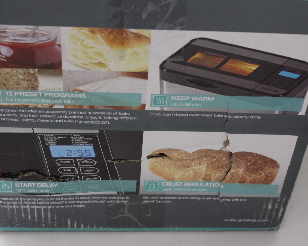 SALE OUT. SALE OUT. Gorenje | Bread maker | BM1400E | Power 815 W | Number of programs 12 | Display LCD | Stainless steel | DAMAGED PACKAGING