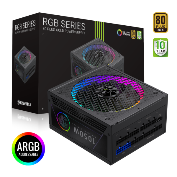 Gamemax PSU | RGB 1050G | 1050 W | Gold | Full Modular