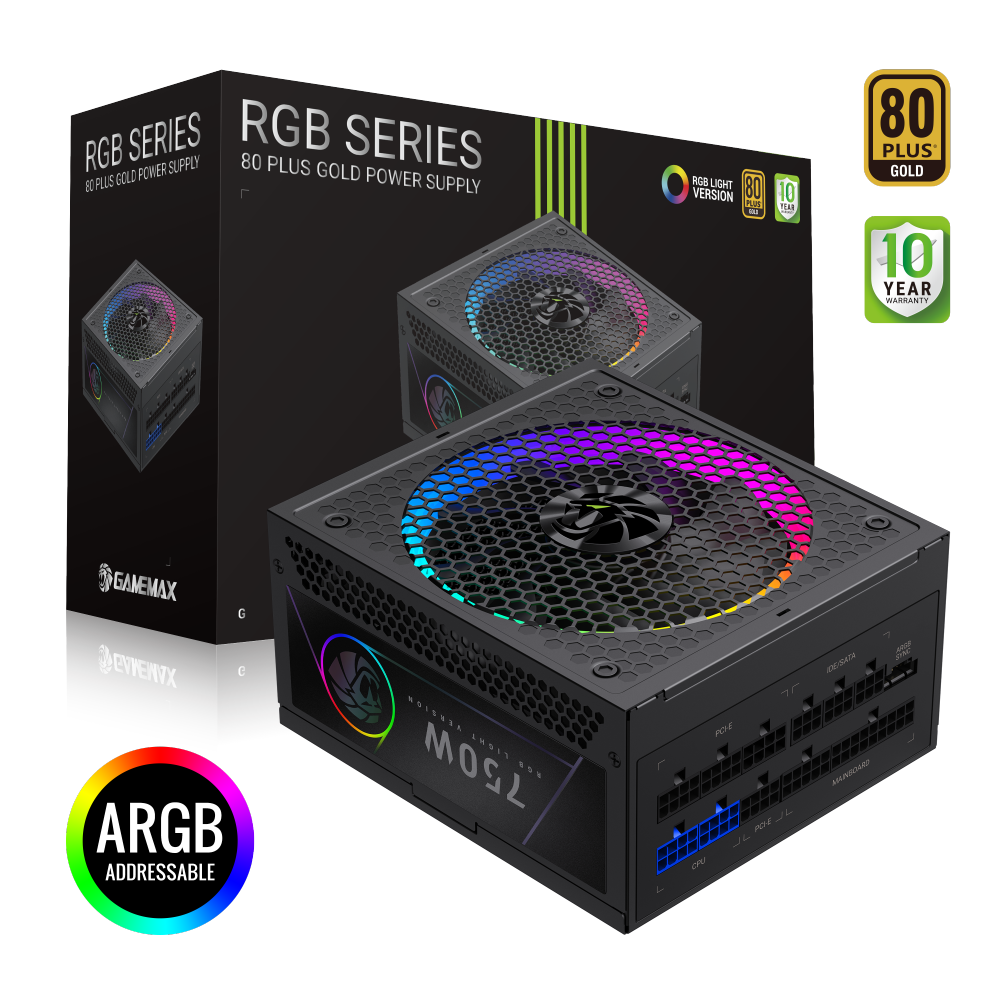 Gamemax PSU | RGB 750G | 750 W | Gold | Full Modular
