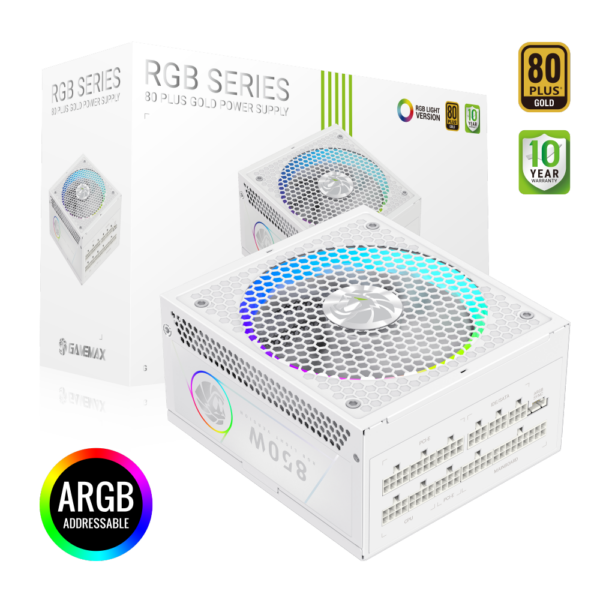Gamemax PSU | RGB 850G WH | 850 W | Gold | White | Full Modular