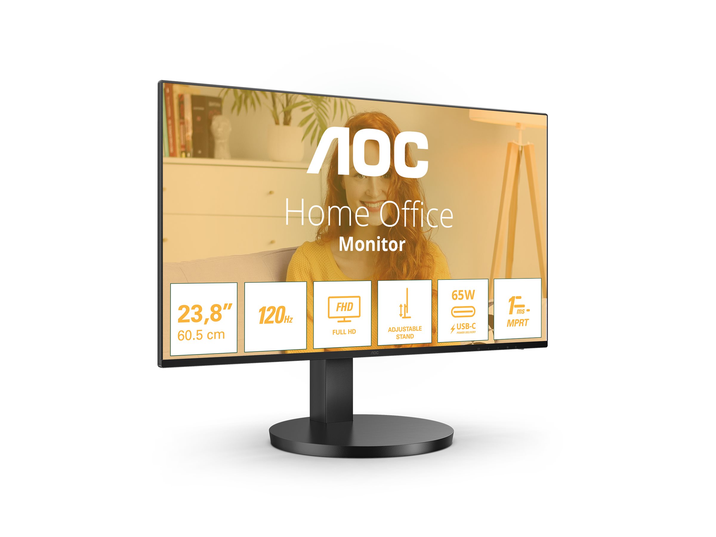 AOC 24B3CF2 | 23.8 " | IPS | FHD | 16:9 | 120 Hz | 4 ms | 1920 x 1080 pixels | 300 cd/m² | HDMI ports quantity 1 | Black - Image 9