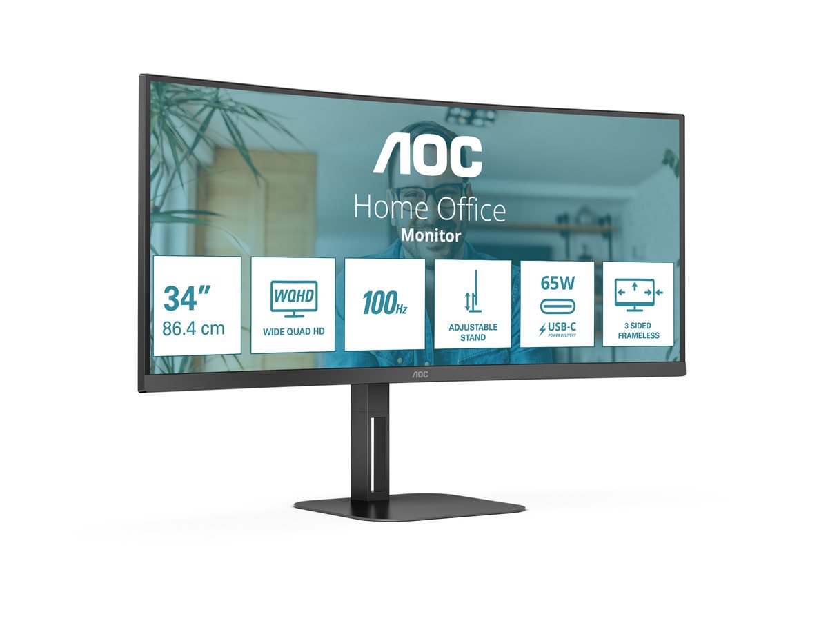 AOC | Curved Monitor | CU34V5C/BK | 34 " | VA | WQHD | 21:9 | 100 Hz | 4 ms | 3440 x 1440 | 300 cd/m² | HDMI ports quantity 1 - Image 12