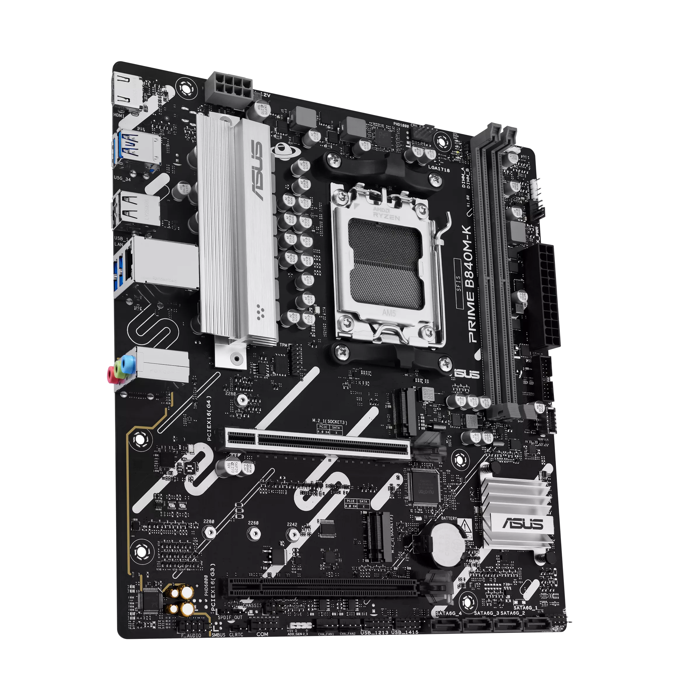 Asus PRIME B840M-K | Processor family AMD | Processor socket AM5 | DDR5 | Supported hard disk drive interfaces SATA, M.2 | Number of SATA connectors 2 - Image 5