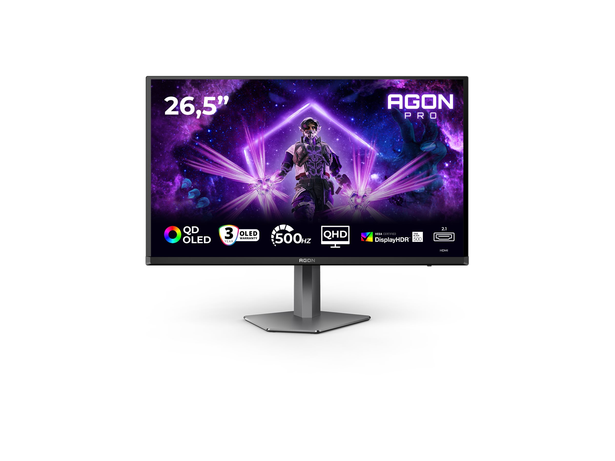 AOC | AG276QKD2 | 27 " | QD-OLED | QHD | 16:9 | 500 Hz | 0.03 ms | 2560 x 1440 pixels | 1000 cd/m² | HDMI ports quantity 2 | Black - Image 2