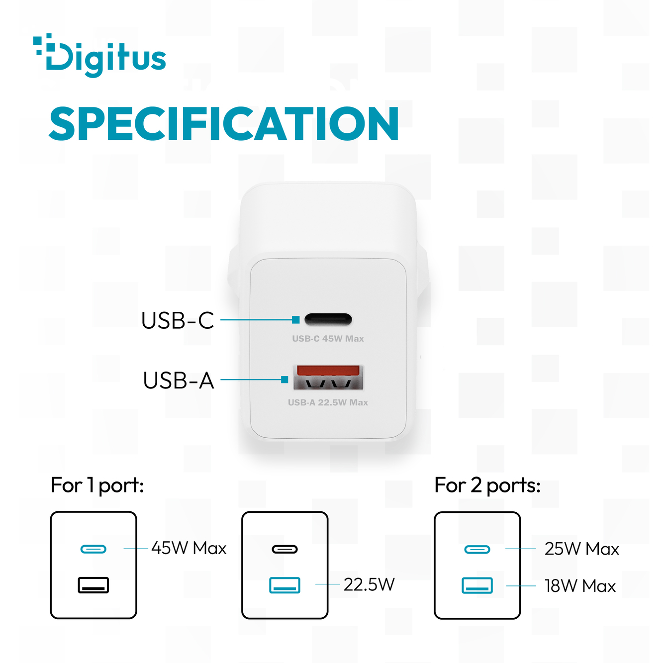 Digitus USB GaN Charger 45W, 1x USB-C, 1x USB-A | DA-10302 - Image 4