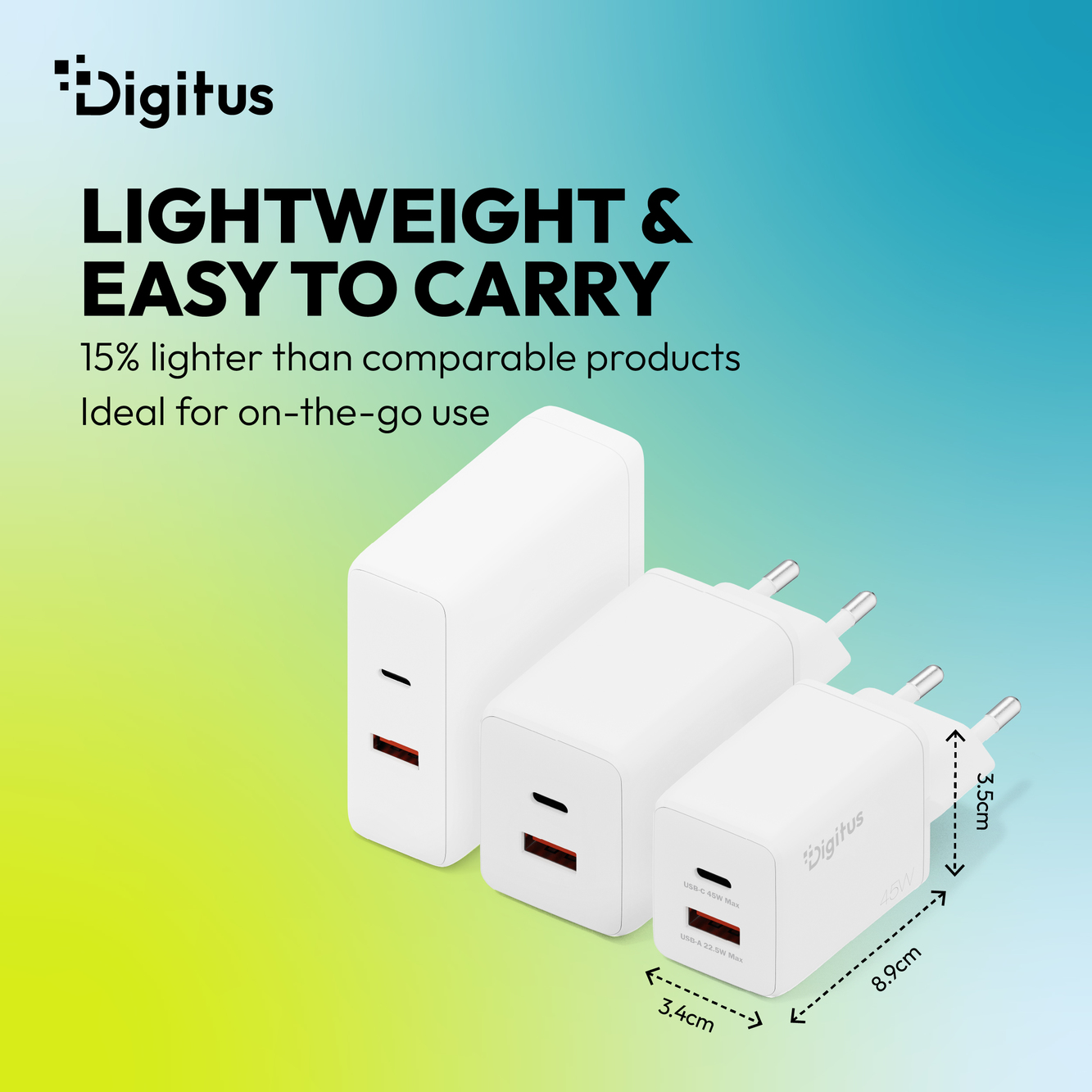 Digitus USB GaN Charger 45W, 1x USB-C, 1x USB-A | DA-10302 - Image 5
