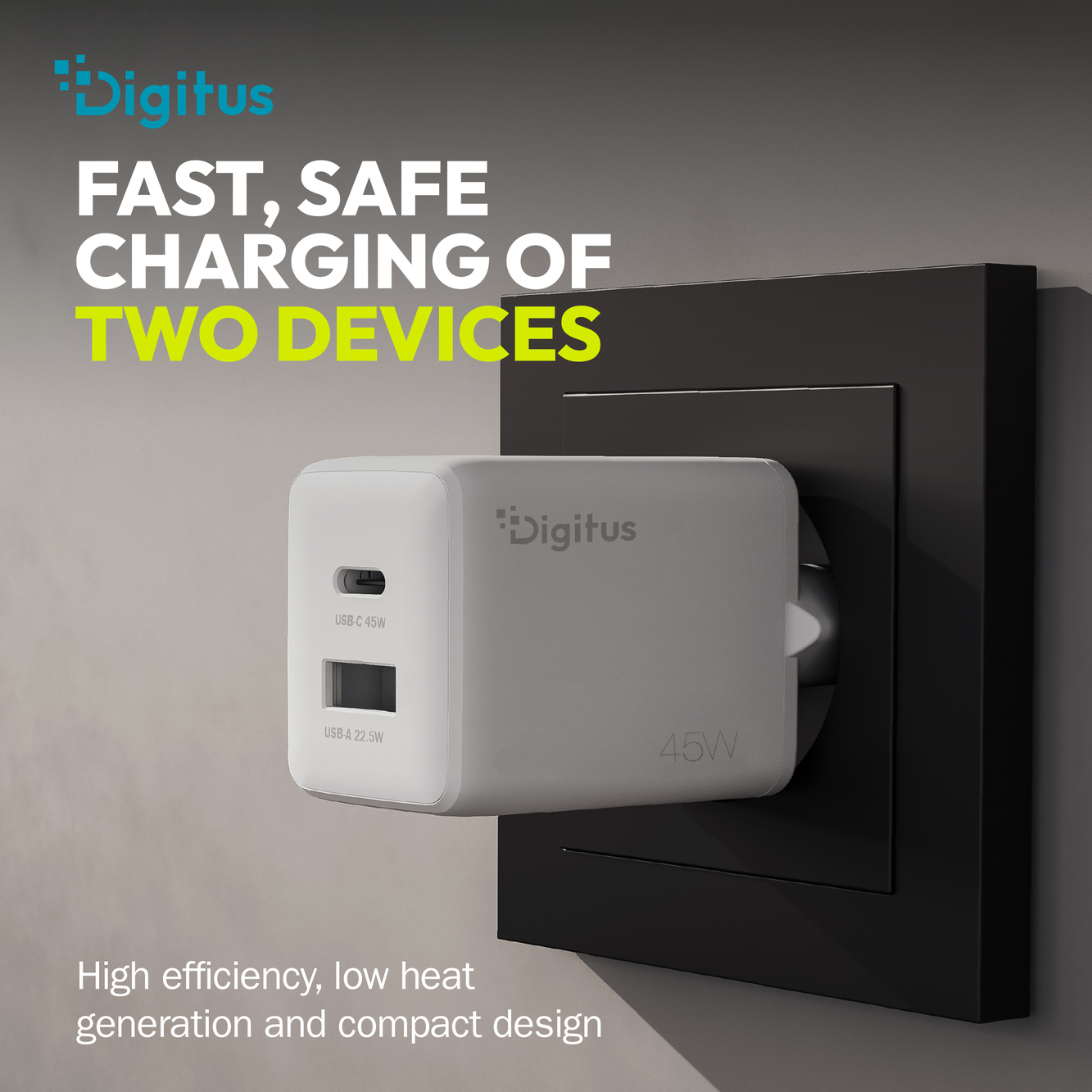 Digitus USB GaN Charger 45W, 1x USB-C, 1x USB-A | DA-10302 - Image 7