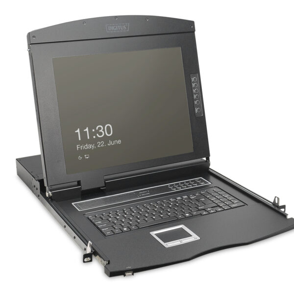 Digitus | Modular HD LCD KVM console with 19" TFT, 8-port Cat. 5 KVM connection, touchpad, US keyboard layout | DS-72221-4US | 1920 x 1080
