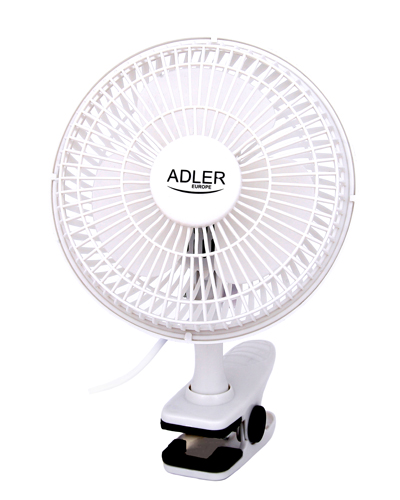 Adler | Fan with clip | AD 7317 | Table Fan | 30 W | Diameter 15 cm | Number of speeds 2 | White