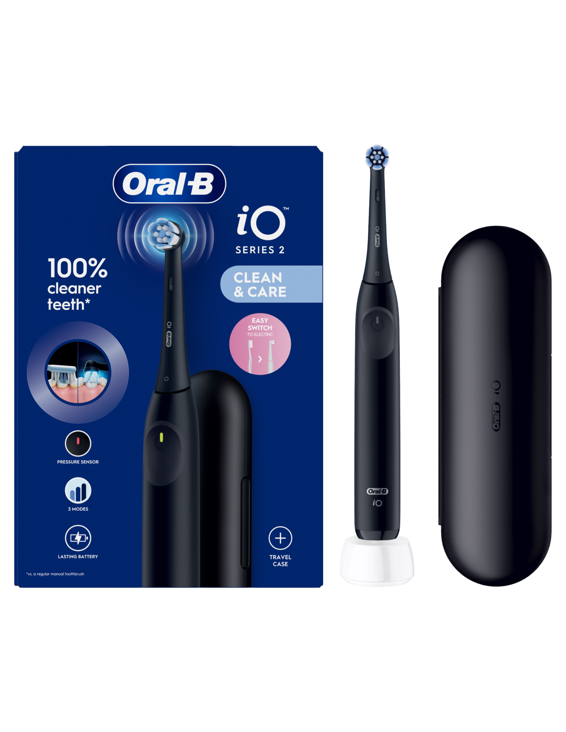 Oral-B Electric Toothbrush | iO2i | Rechargeable | For adults | Number of brush heads included 1 | Number of teeth brushing modes 3 | Night Black