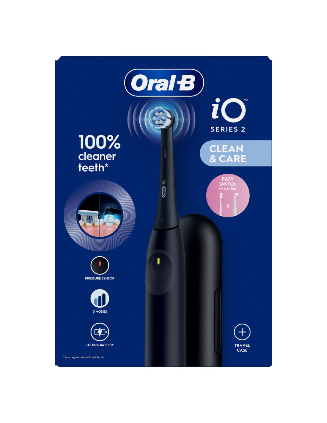 Oral-B Electric Toothbrush | iO2i | Rechargeable | For adults | Number of brush heads included 1 | Number of teeth brushing modes 3 | Night Black - Image 3