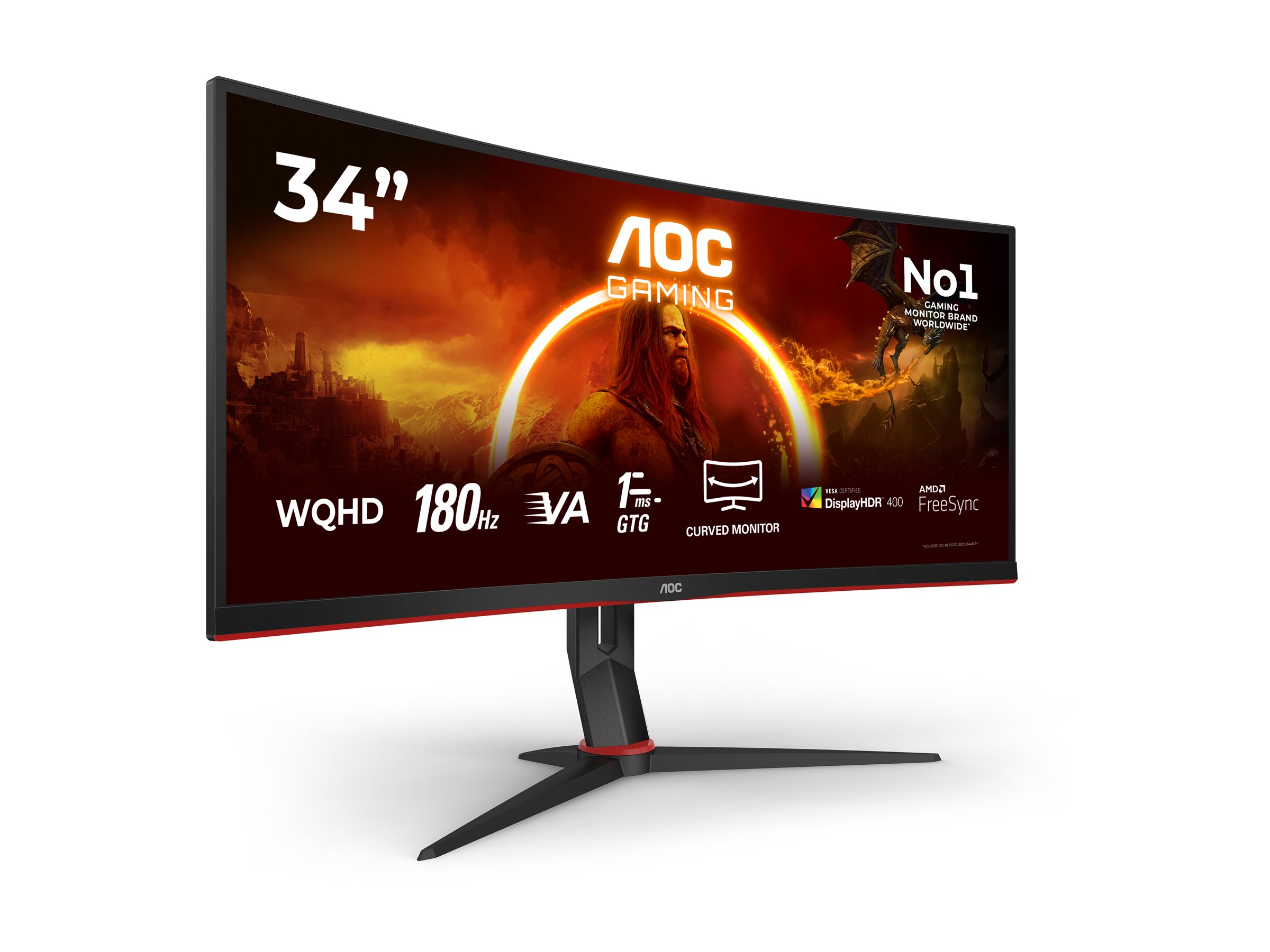 AOC | Gaming Monitor | CU34G2XP/BK | 34 " | VA | 21:9 | 180 Hz | 1 ms | 3440 x 1440 pixels | HDMI ports quantity 2 | Black - Image 7