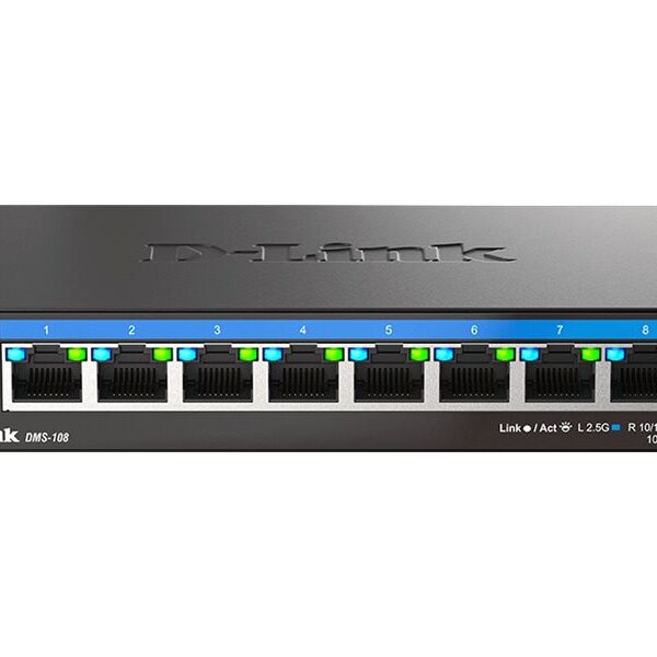 D-Link | DMS-108/E | 8-Port 2.5G Multi-Gigabit Desktop Switch | Desktop | Unmanaged