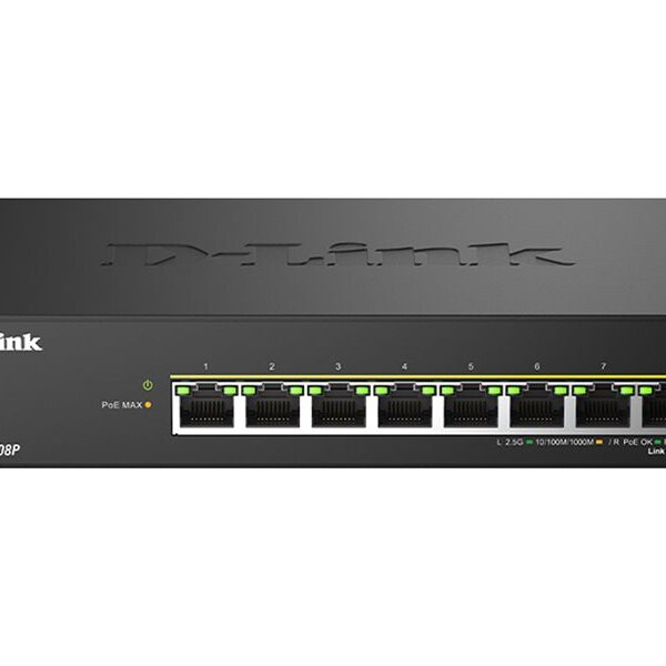 D-LINK DMS-108P/E 8-Port 2.5G Multi-Gigabit Unmanaged PoE Switch | D-Link