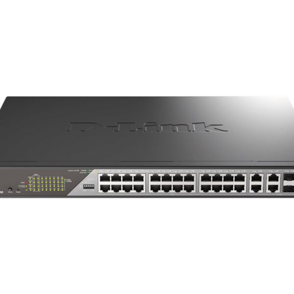 D-Link DSS-200G-28MPP/E 28-Port Gigabit Smart Managed PoE+ Switch | 24 PoE+ Ports (518 W) + 4 Combo SFP Ports | D-Link
