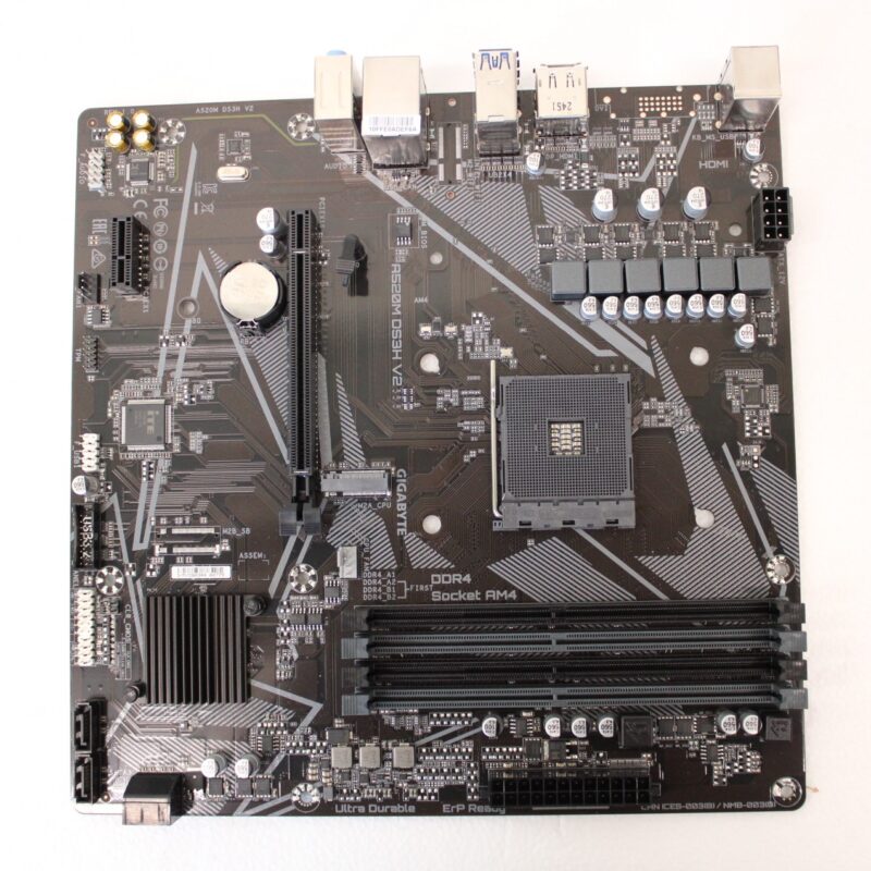 SALE OUT. | Gigabyte A520M DS3H V2 | Processor family AMD | Processor socket AM4 | DDR4 DIMM | Memory slots 2 | Supported hard disk drive interfaces SATA, M.2 | Number of SATA connectors 4 | Chipset AMD A520 | Micro ATX | REFURBISHED, WITHOUT ORIGINAL PACKAGING AND ACCESSORIES, ONLY BACK PANEL INCLUDED