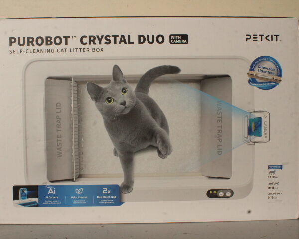 SALE OUT. PETKIT Purobot Crystal Duo with Camera Self-Cleaning Cat Litter Box | White | DEMO | 24 month(s)
