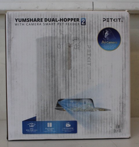 SALE OUT. Petkit P591 2 (D4SH-2) YumShare Dual-Hopper 2 Feeder with camera | PETKIT YumShare Dual-hopper 2 Automatic Feeder with Camera | Capacity 5 L | Material ABS, 304 stainless steel | White | DEMO | 24 month(s)