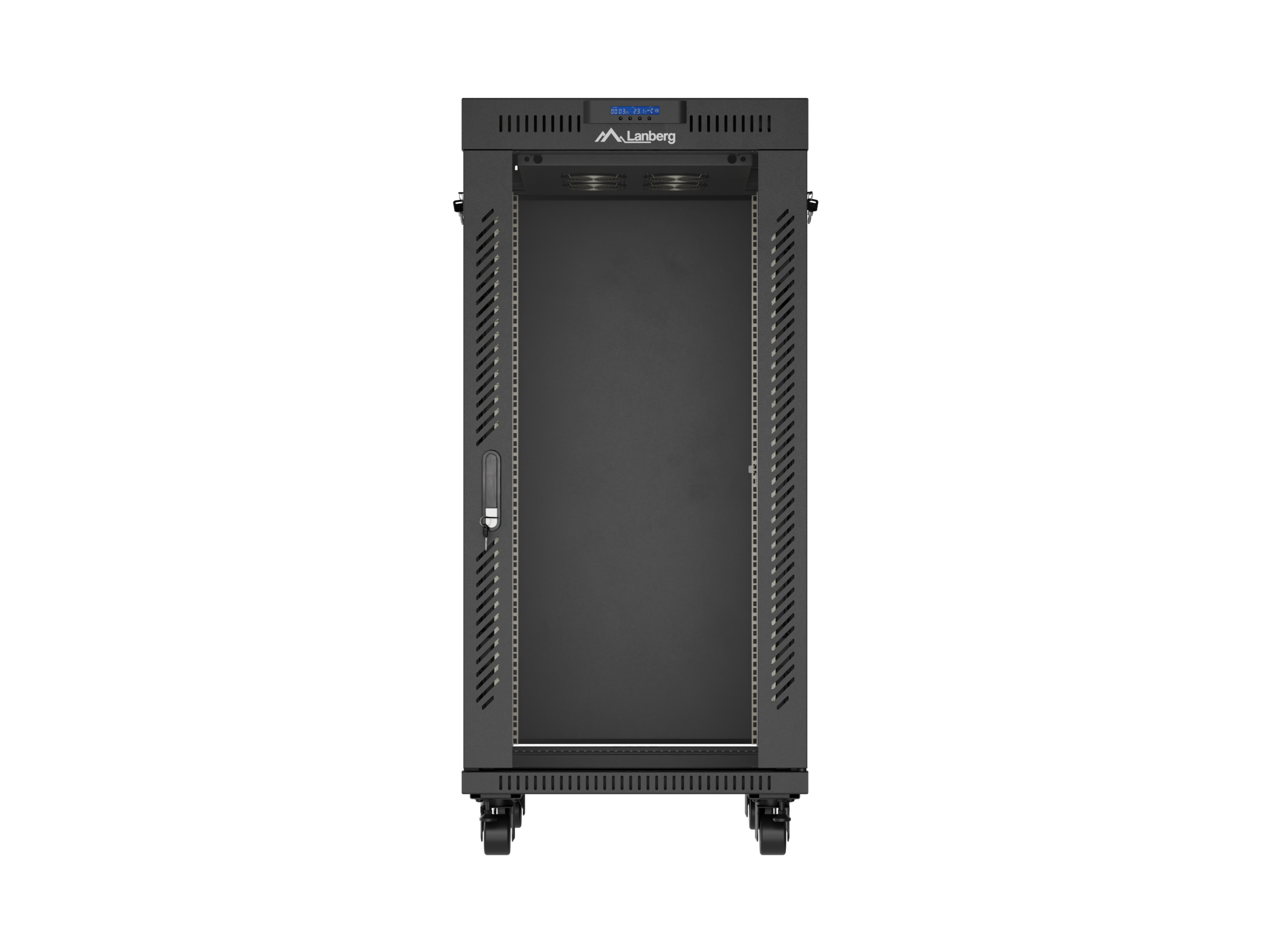 Lanberg Rack cabinet 19" free-standing 24U/600x800 (flat pack) with glass door LCD V2 | FF01-6824-12BL | Black - Image 2