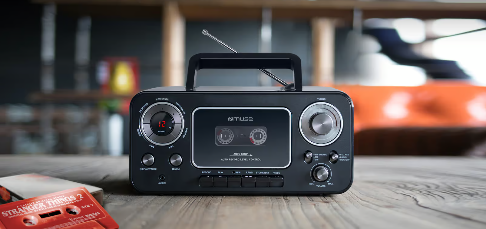 Muse | Stereo Radio CD Cassette Recorder | M-182RDC | Black | AUX in | Cassette deck | CD player | FM radio - Image 2
