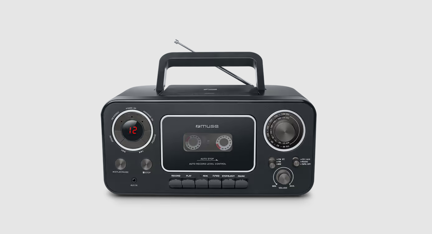 Muse | Stereo Radio CD Cassette Recorder | M-182RDC | Black | AUX in | Cassette deck | CD player | FM radio - Image 4