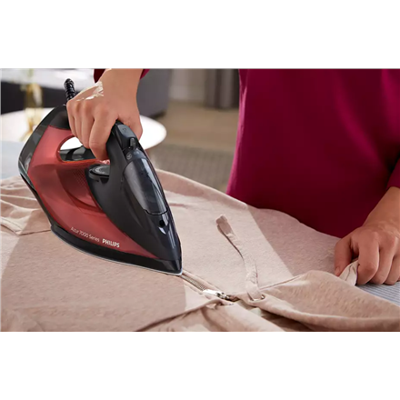Philips | DST7022/40 | Steam Iron | 2800 W | Water tank capacity 0.3 ml | Continuous steam 50 g/min | Steam boost performance 250 g/min | Red/Black - Image 4