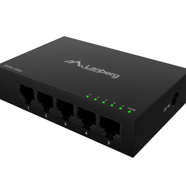 Lanberg Switch 5x1GB/s Unmanagment Gigabit Ethernet Desktop 12V metal case | DSM1-1005 | Unmanaged | Desktop