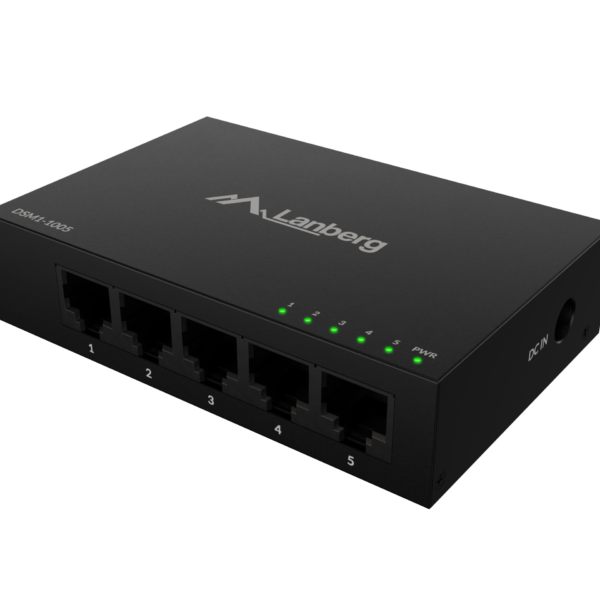 Lanberg | Switch 5x1GB/s Unmanagment Gigabit Ethernet Desktop 12V metal case | DSM1-1005 | Unmanaged | Desktop