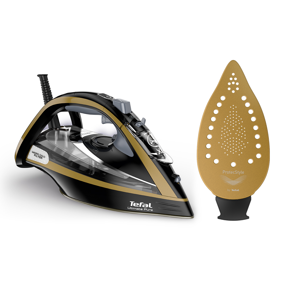 TEFAL | FV9865E0 Ultimate Pure | Steam Iron | 3000 W | Water tank capacity 350 ml | Continuous steam 60 g/min | Steam boost performance 250 g/min | Gold/Black - Image 5