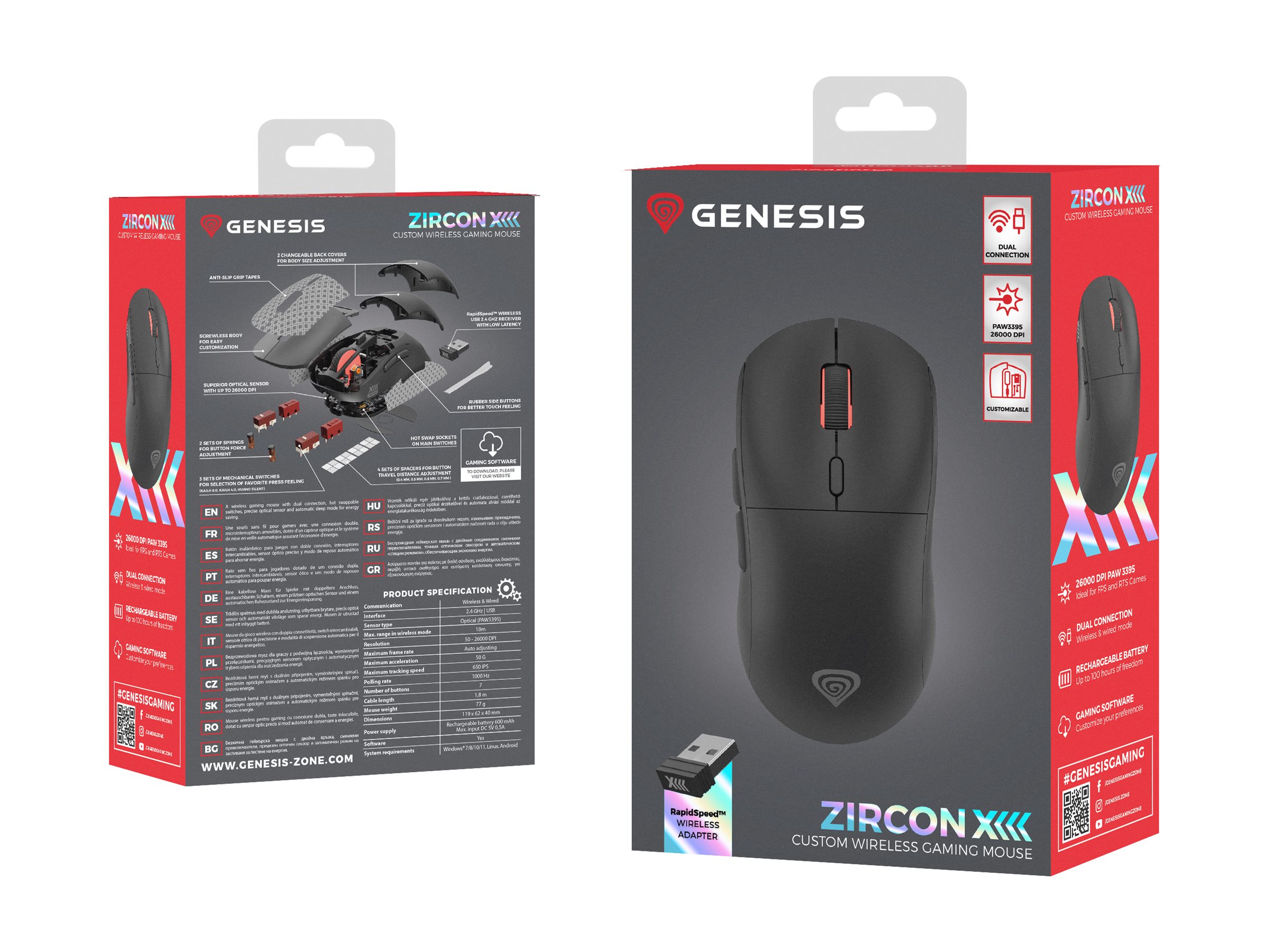 Genesis Zircon XIII Custom | Gaming Mouse | Wireless | 2.4 GHz, USB | Black - Image 21