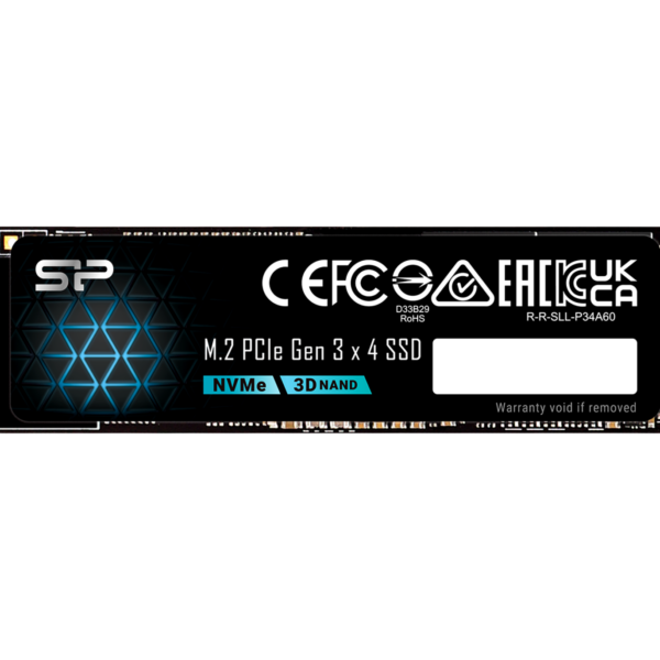 Silicon Power SP P34A60 | 128 GB | Solid-state drive interface M.2 PCIe Gen 3x4 | Read speed 1800 MB/s | Write speed 600 MB/s