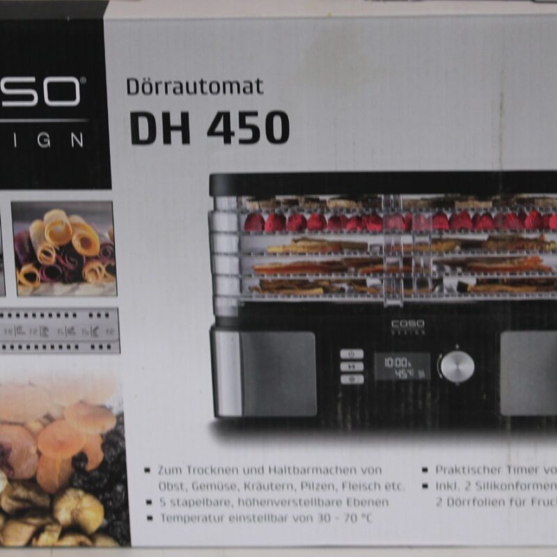 SALE OUT. Caso Food Dehydrator | DH 450 | Power 370-450 W | Number of trays 5 | Temperature control | Integrated timer | Black/Stainless Steel | DAMAGED PACKAGING, SCRATCHED AND DENT ITEM TOP, MISSING INNER PACKAGING - Image 2