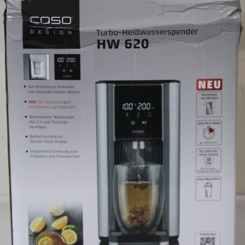SALE OUT. Caso Turbo hot water dispenser | HW 620 | Water Dispenser | 2600 W | 2.5 L | Plastic/Stainless Steel | Black/Stainless Steel | DAMAGED PACKAGING