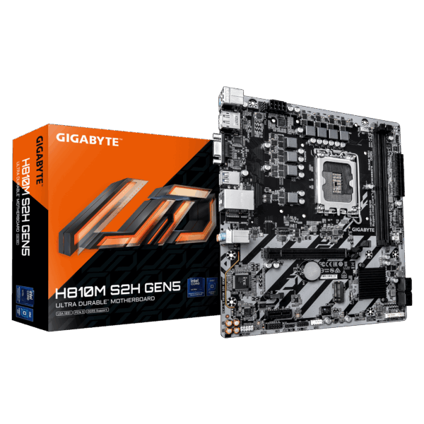 Gigabyte H810M S2H GEN5 | Processor family Intel | Processor socket LGA1851 | DDR5 | Supported hard disk drive interfaces SATA, M.2 | Number of SATA connectors 4