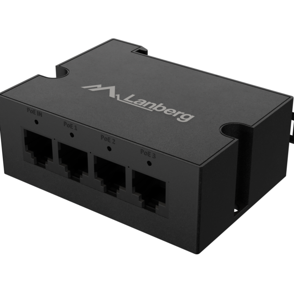 Lanberg Switch PoE Extender 1xIn 3xOut Gigabit Ethernet Din Rail BT 90W metal clips | DIN-GE4-BT-90W