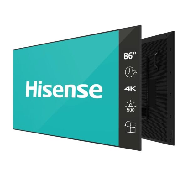 Hisense | Digital Signage Display | 86DM66D | 86 " | Landscape/Portrait | 24/7 | Android | Wi-Fi | 8 ms | 178 ° | 178 ° | 500 cd/m²
