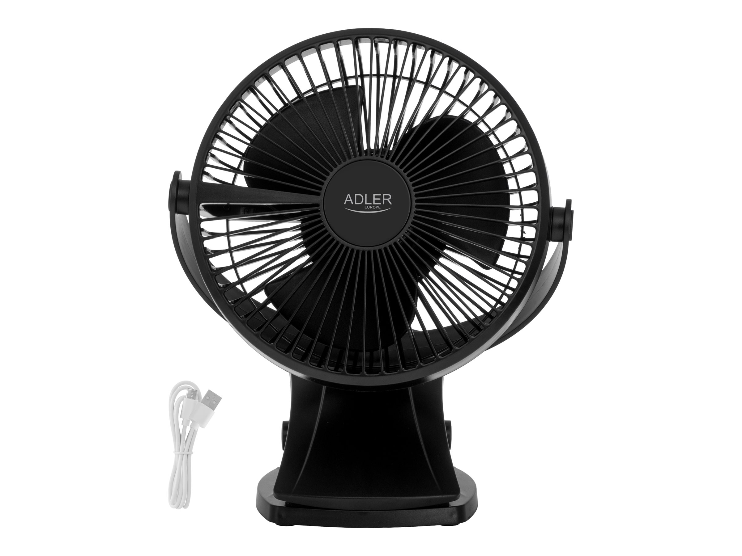 Adler Rechargeable Clip-on Desk Fan | AD 7342 | Table Fan | 5 W | Diameter 15.5 cm | Number of speeds 3 | Oscillation | Black - Image 2