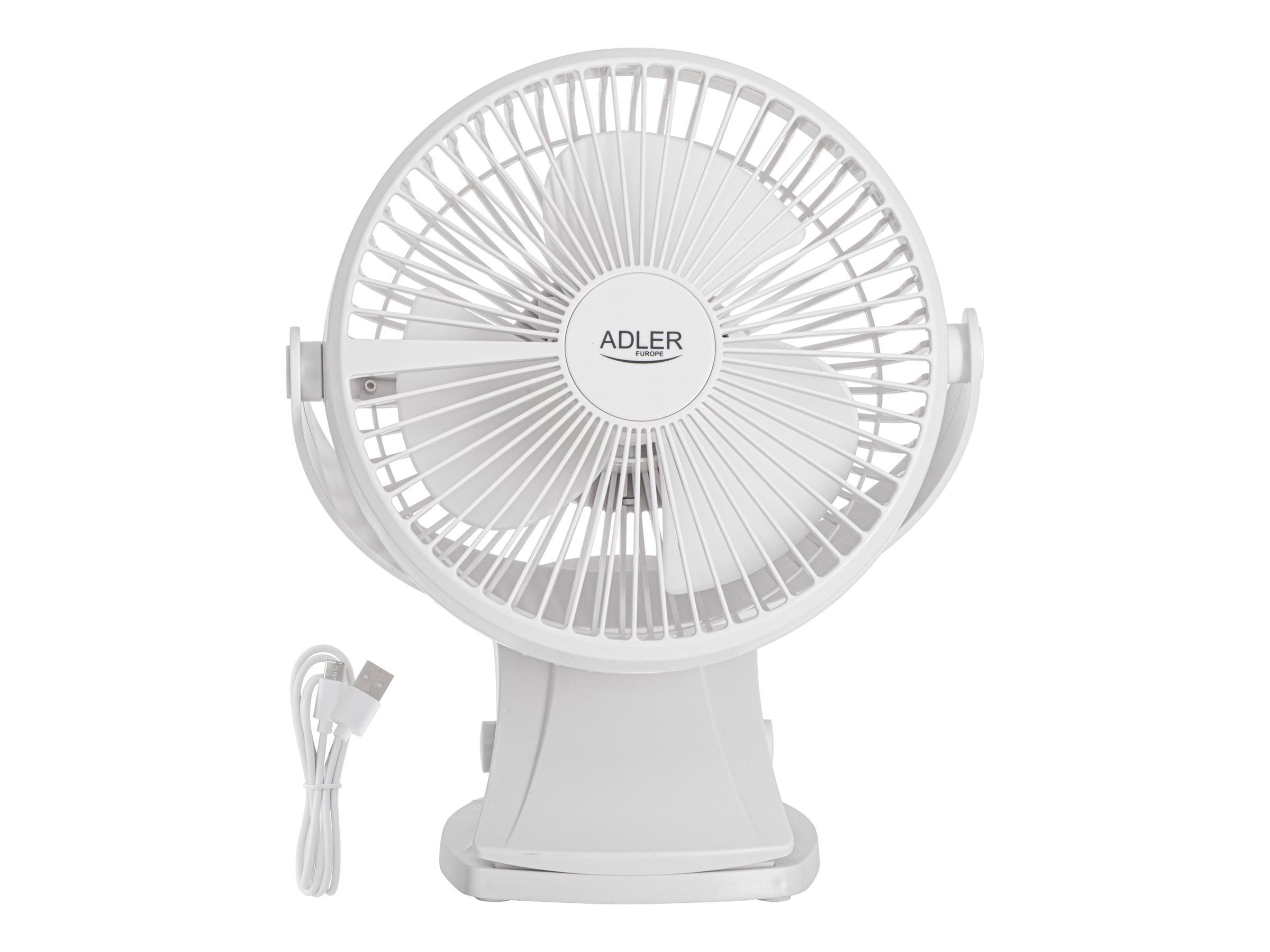 Adler Rechargeable Clip-on Desk Fan | AD 7342 | Table Fan | 5 W | Diameter 15.5 cm | Number of speeds 3 | Oscillation | White - Image 2