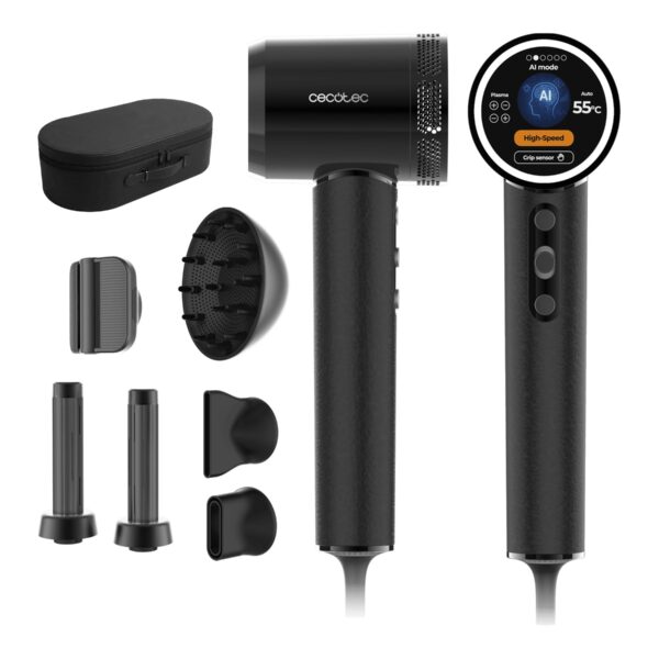 Cecotec Hair Dryer | DryGlam Waves i-Sensor Pro | 1600 W | Number of temperature settings 4 | Ionic function | Black | Diffuser nozzle